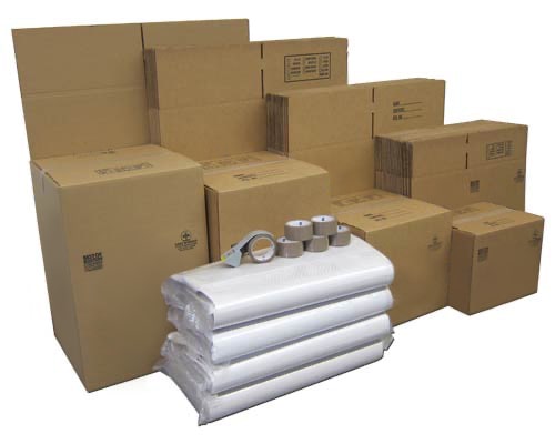 2-3moving box and essentials kit including tape dispensers and plastic wrap