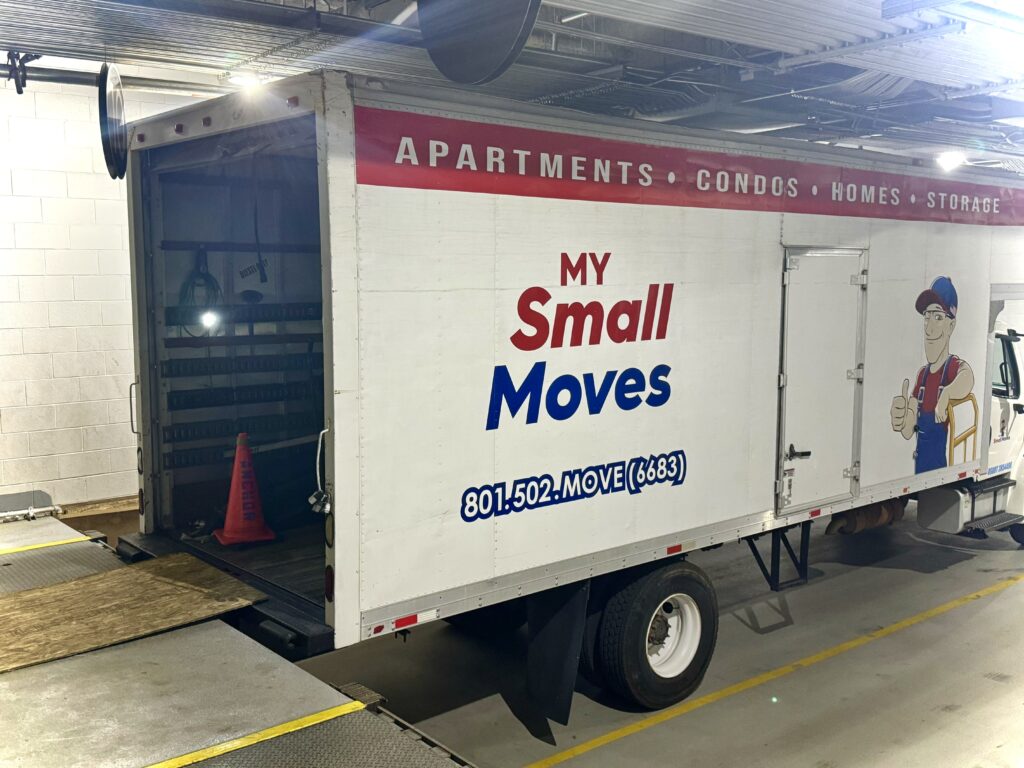 My Small moves Truck open bay door in Salt Lake City