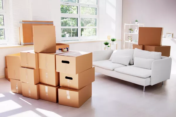 Movers West Jordan packed boxes in Living Room