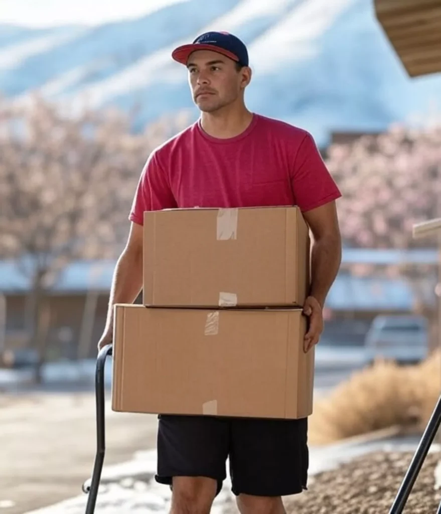 My Small Moves Salt Lake City mover carrying boxes