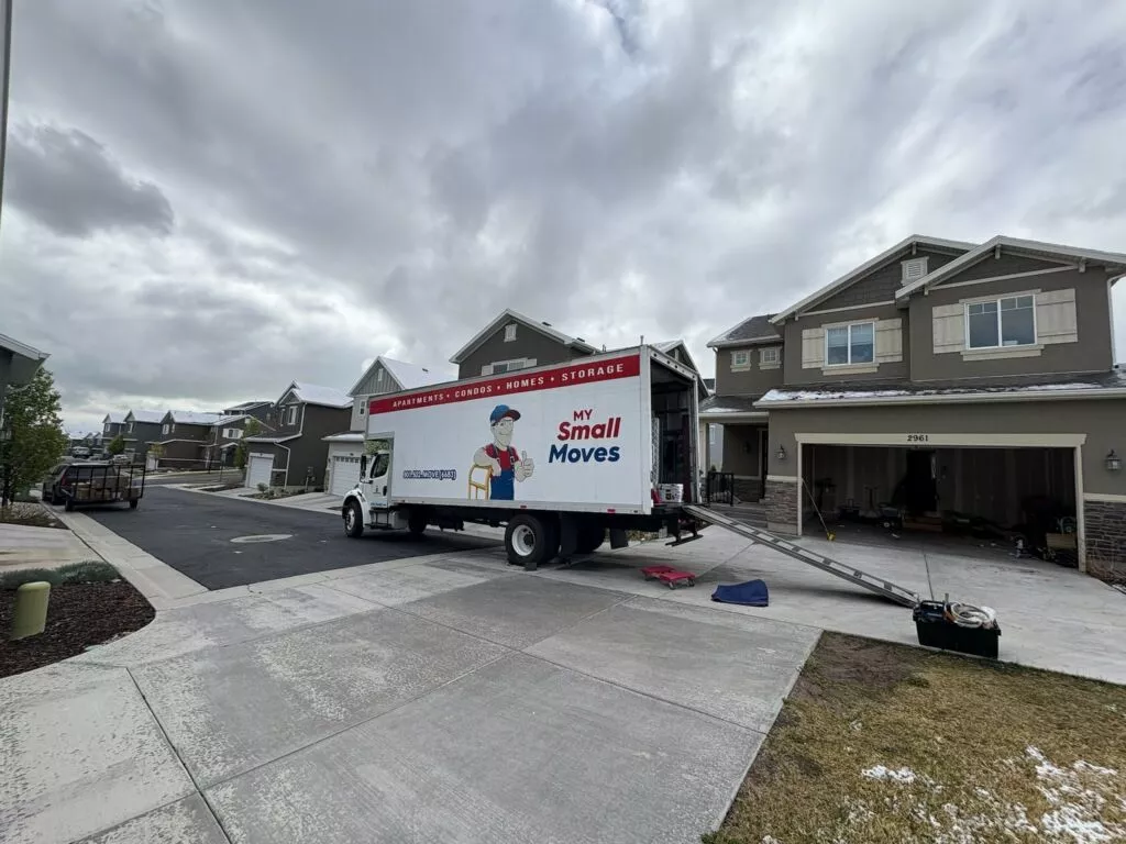 My Small Moves Salt Lake City movers truck at a house