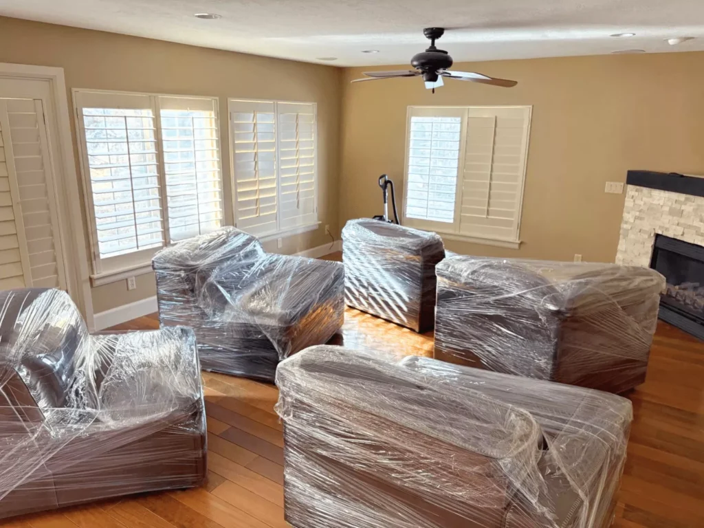Taylorsville Residential Movers protecting furniture in residential home