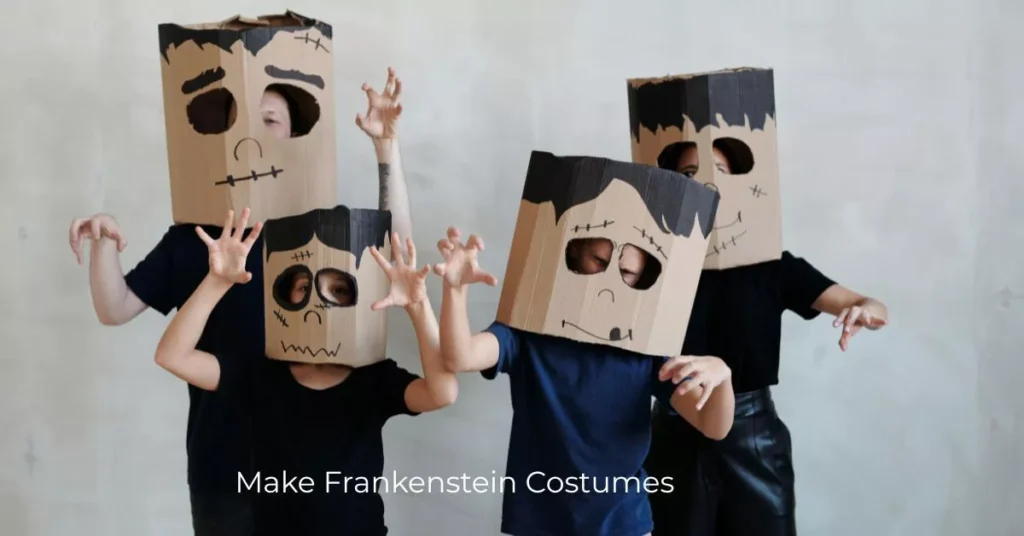Frankenstein mask cardboard creations made from boxes after a Salt Lake City Move.