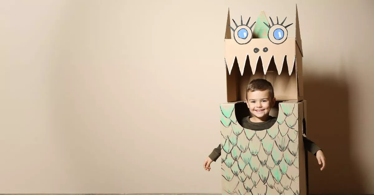 monster costume made from Salt Lake City Movers boxes.